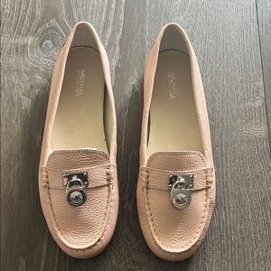 Michael Kors Pink Leather Loafers with Silver Hardware